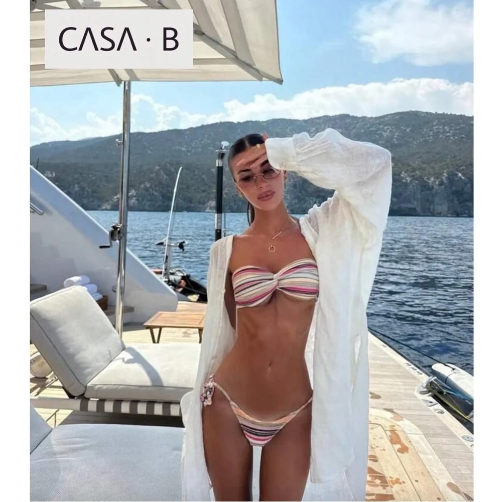 SOON💫to CASA B | The Bahia Stripe Bandeau Bikini Set